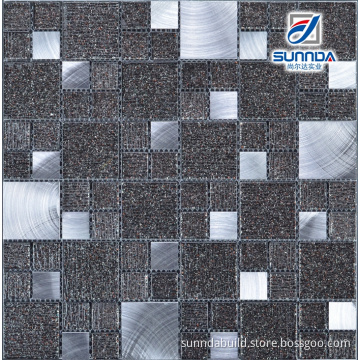 Sunnda purple mosaic tile,stainless steel mix glass mosaic tile,unique dark stainless steel mosaic tile